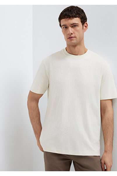 Mavi Ekru Basic Tişört Loose Fit / Bol Rahat Kesim 0613146-70056