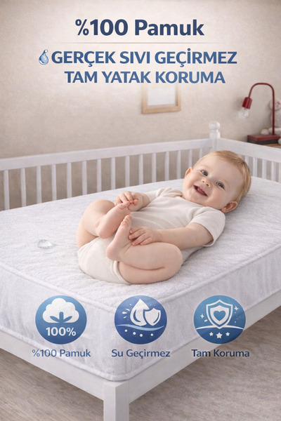 TEXTİLEGARDEN BEBEK ALEZ SIVI/SU GEÇİRMEZ %100 PAMUK YATAK KORUYUCU LASTİKLİ ...