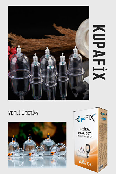 KUPAFİX 6 Lı Medikal Masaj, Vakumlu Masaj Seti,i, Selülüt Cihazı Hacamat Kupa...