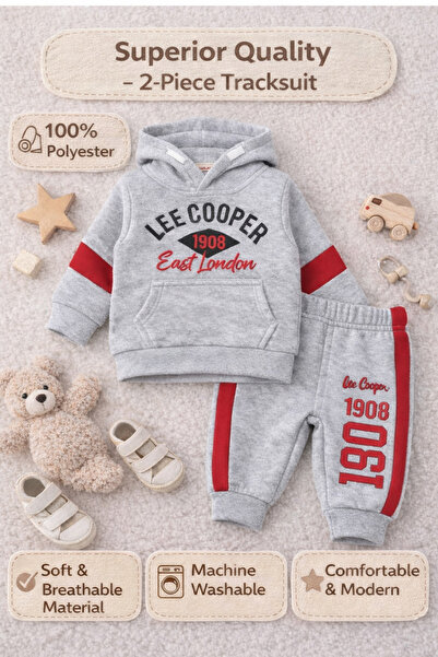 Lee Cooper Trening Băieți Baby 3 Luni Gri Deschis – 2 Piese, 100% Poliester, ...