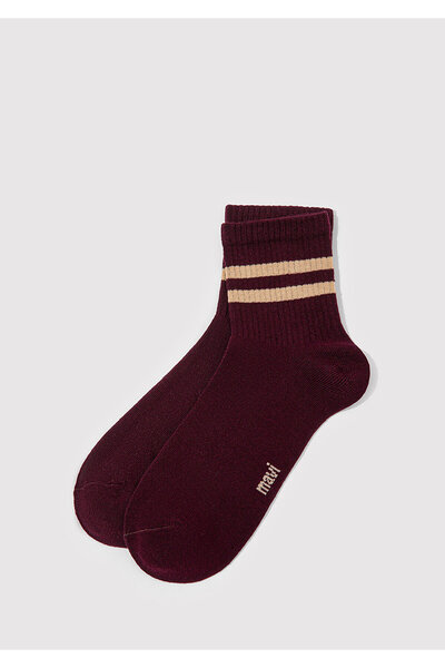 Mavi Stripe Detailed Burgundy Socks 0911594-34965