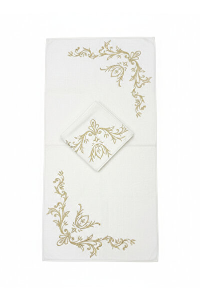 incisecrethome Luxury Gold Embroidered 2-Piece Bath Mat Set - 100% Cotton Cus...