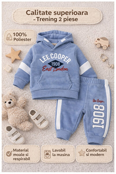 Lee Cooper Trening Băieți Baby 24 Luni Albastru – 2 Piese, 100% Poliester, Co...