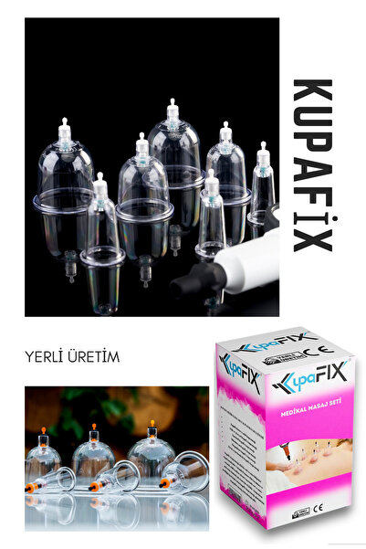 KUPAFİX Medikal Masaj Seti 12 Li Hacamat Kupası ve Pompa