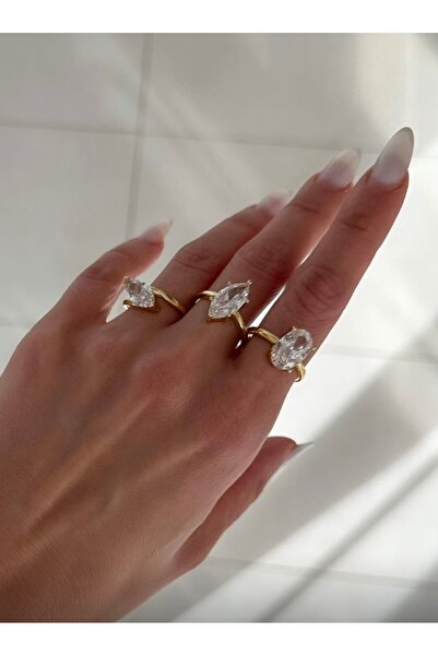 mibrillo Çelik 14k pırlanta kesim Özel seri tek taş yüzük trend yüzük markiz ...