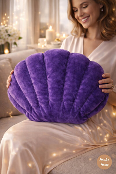 HANK Dekoratif Deniz Tarağı Yastık Mor Renk İskandinav Modern Kırlent 36x42cm