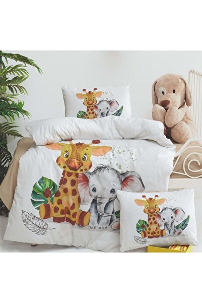Golden طقم غطاء لحاف للأطفال من أنيمالز وورلد باللون البيج