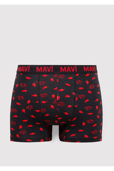 Mavi Biber Detaylı Siyah Boxer 0911631-900