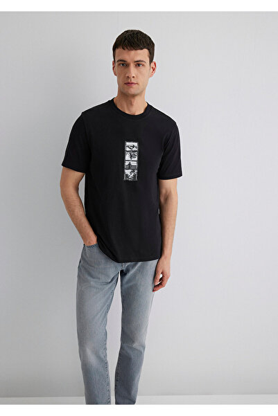 Mavi Tricou negru imprimat Regular Fit / Regular Cut 0612674-900