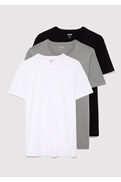 Mavi 3er-Pack Basic-T-Shirt für Herren mit Rundhalsausschnitt, schmale Passfo...