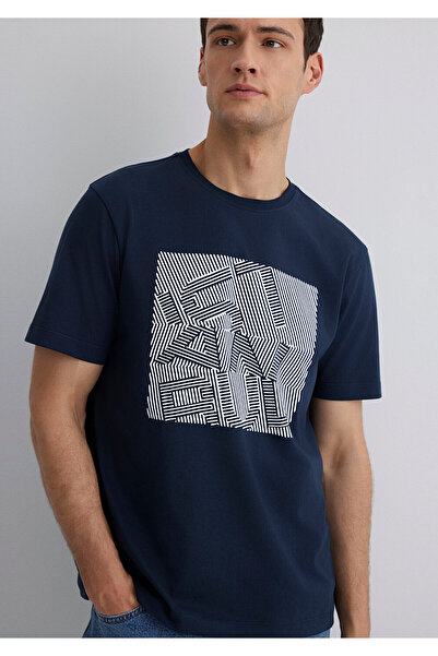 Mavi Tricou cu imprimeu Istanbul, albastru bleumarin, croiala normala 0612990...