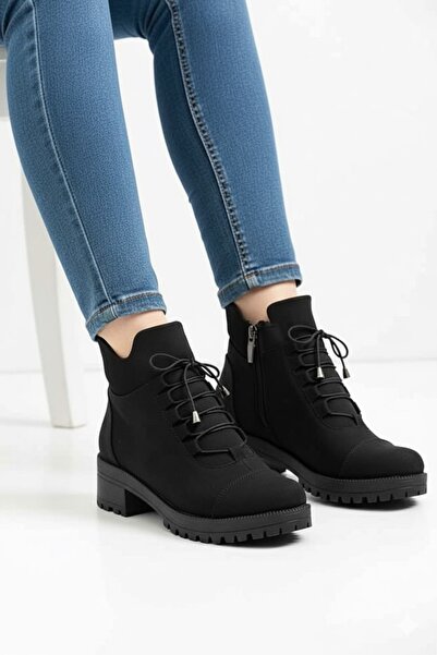 Kılıfoloji Kışlık Sağlam Kauçuk Kaymaz Taban Kadın Fermuarlı Zümrüt Siyah Bot