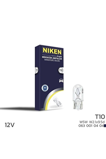 Universal Niken 12V T10 Park Ampulü (W5W)W2.1X9.5D 10 LU