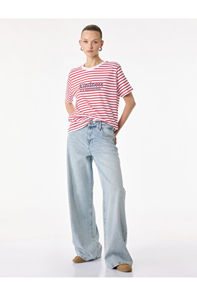 Koton Short Sleeve Crew Neck Regular Fit Cotton Stripe T-Shirt