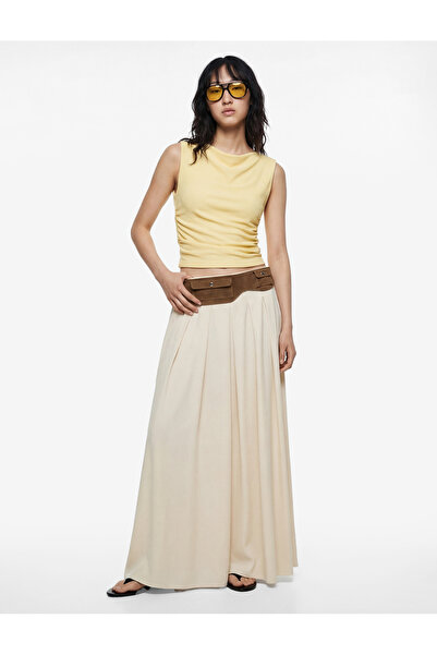 Koton Asymmetrical Neckline Slim Fit Sleeveless Draped Blouse