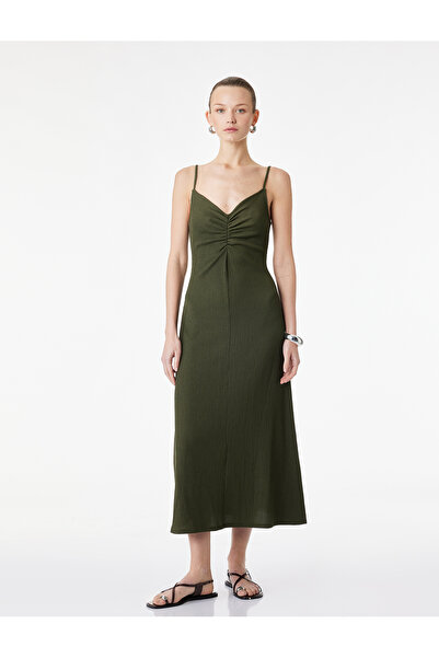 Koton Rochie midi din țesătură Bürümcük, cu croială confortabilă, cu detaliu ...