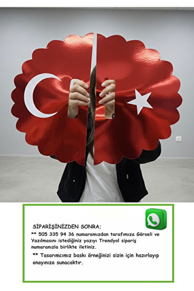 MOD METALİK KARTON LAZER KESİM GÖSTERİ ÇİÇEĞİ PLAKASI AY YILDIZ 40X50 CM ÇİFT...