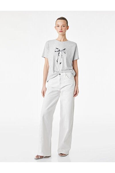 Koton Κοντομάνικο μπλουζάκι με λαιμόκοψη ποδηλάτου και στάμπα με φιόγκο από π...