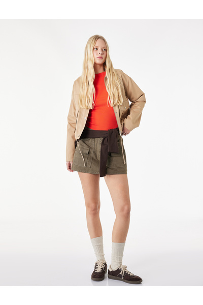 Koton Collar Detailed Pocketed Zippered Snap Buttoned Long Sleeve Gabardine J...