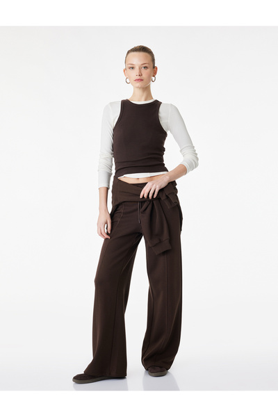 Koton Φόρμα με ελαστική μέση, τριών κλωστών, φαρδιά μπατζάκια και ραβδώσεις