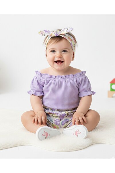 Ege Bebek طفلة الصيف باندانا فلامنغو مطبوعة السراويل 3 قطعة أنيقة 6-9-12-18-2...