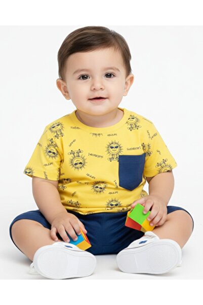 Ege Bebek ERKEK BEBEK YAZLIK BASKILI CEP DETAYLI 6-9-12-18-24 AY ŞORTLU BEBEK...