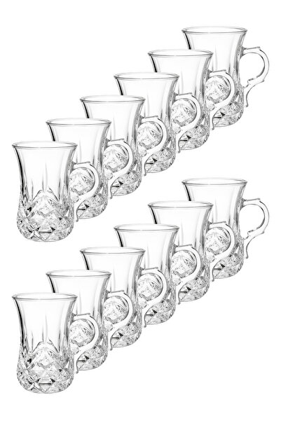 ALQANNAS 12 Pieces Crystal Tea Glass Set With Design