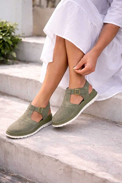 POTEEN Sandale Ofi pentru femei, cu talpă anatomică, cu cataramă, casual, din...