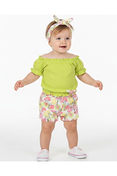 voyyo kids baby طفلة الصيف باندانا فلامنغو مطبوعة السراويل 3 قطعة أنيقة 6-9-1...