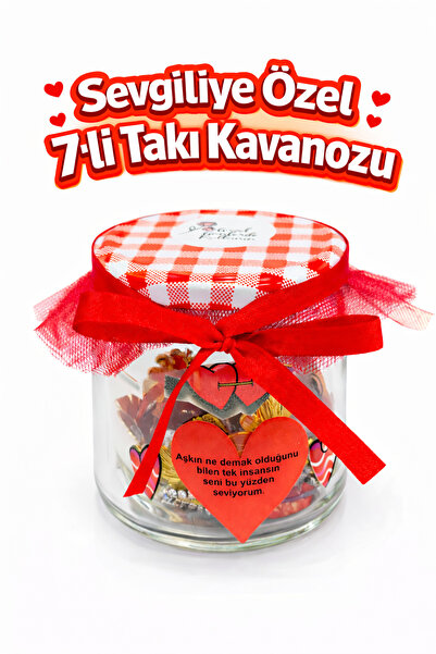 DuRu LiNe Sevgiliye Özel 7’li Sürpriz Takı Kavanozu – Hediye Paketli Sürpriz Set