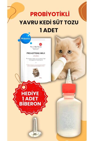 vettoptan 1 Adet Kedi Biberon Hediye 1 Adet Yavru Kedi Süt Tozu 200 gr Anne S...