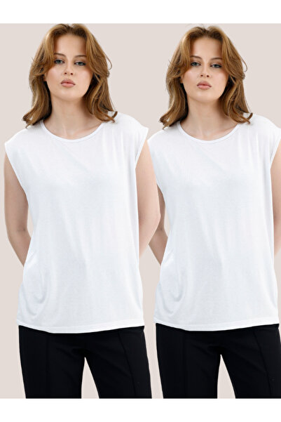 dgs look 2 Pack White Zero Sleeve Undershirt Tunic