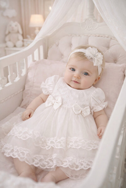 Miniday Baby Baby Girl Mevlütlük Dress Summer Bandana Lace Newborn Hospital R...