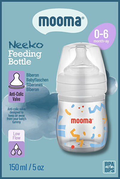 MOOMA Neeko Antikolik PP Confetti Desenli Biberon 150 ml (0–6 Ay) – Yavaş Akı...