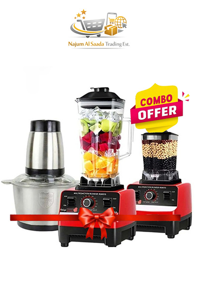 Generic عرض خاص: خلاط عالي السرعة 5500 واط سعة 2.5 لتر مع مطحنة حبوب + مفرمة ...