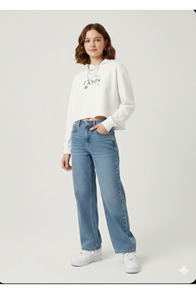 nk kids سويت شيرت فلورز من القماش القابل للغسل للفتيات بغطاء رأس