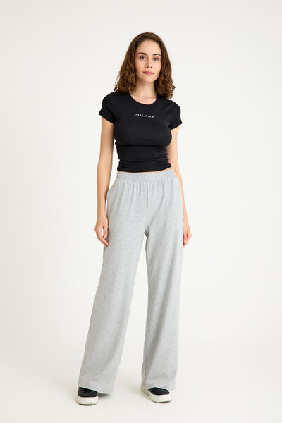 Pulsar Pamuklu Bol Paça Pantolon Gri