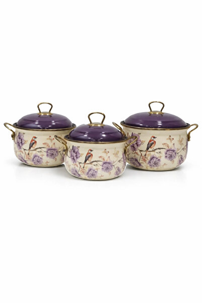 PR HOME طقم أواني طهي مطلية بالمينا من فيوريلا 16 - 18 - 20 سم