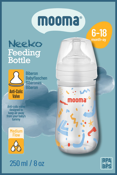 MOOMA Neeko Antikolik PP Confetti Desenli Biberon 250 ml (6–18 Ay) – Orta Akı...