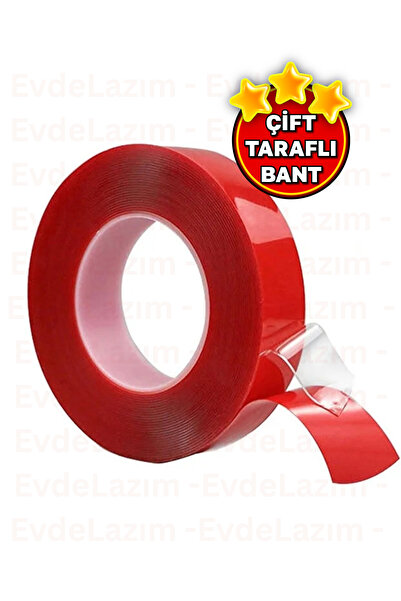 EvdeLazım Çift Taraflı Silikon Bant Şeffaf Montaj Bandı Asma Bandı (18mm X 2 Mt)
