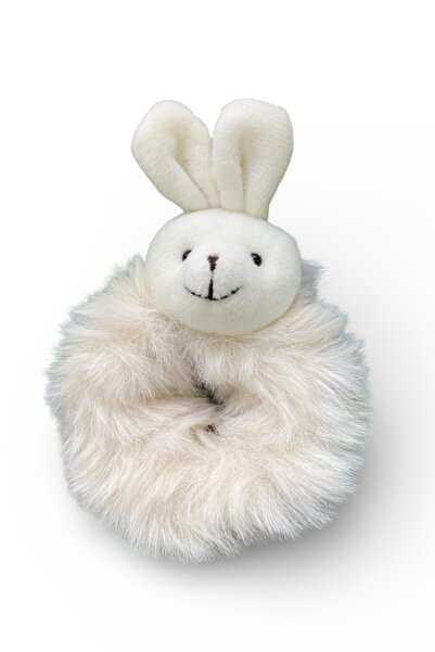 SHEKER HOME Rabbit Plush Bagel Bun Buckle - Ecru
