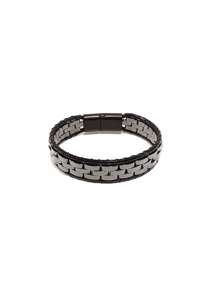 Herşey Nota Hematite Stone Genuine Leather Men's Bracelet |   Stylish and Ene...