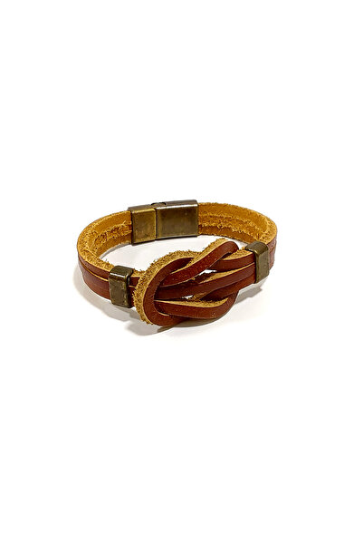 Herşey Nota سوار جلدي للرجال من Alaçatı Gemici بتصميم عقدة بحارة |   جلد طبيع...