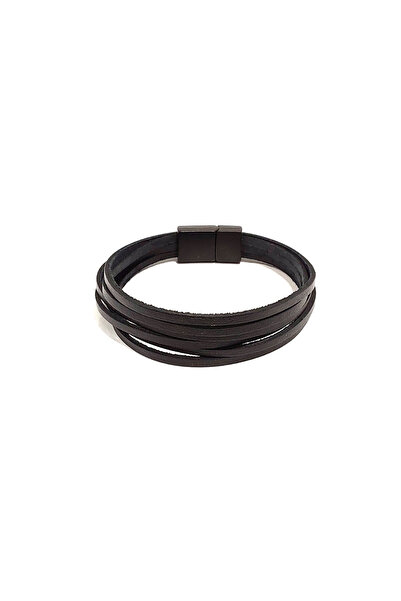 Herşey Nota Octopus Cut Genuine Leather Men's Bracelet |   Magnetic Metal Buc...