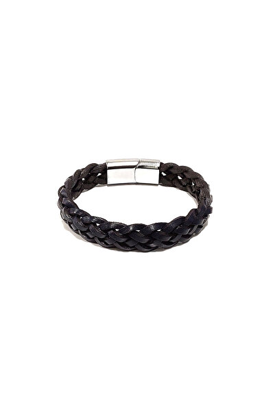 HER ŞEY NOTA www.herseynota.com Black Masculine Genuine Leather Braided Men's...