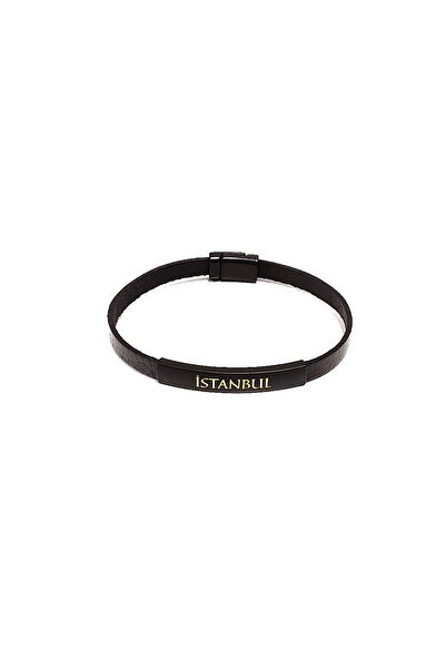 Herşey Nota Istanbul Black Edition Genuine Leather Men's Bracelet |   Modern,...