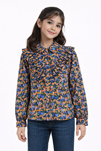 Gingersnaps Girls' Blouse with Ruffles in Shirt Style