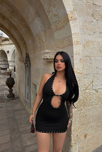 Love Fab Zımba Detay Göbek Dekolteli Mini Elbise