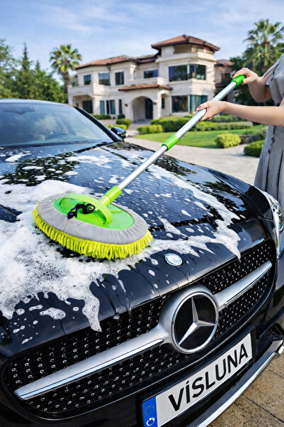 VİSLUNA ( 1 Adet Yedek Bez Hediyeli ) Araba Yıkama Mopu, Araba Fırçası, Oto M...