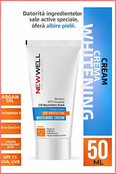 New Well Cremă hrănitoare cu protecție SPF, 50 ml, pentru albire